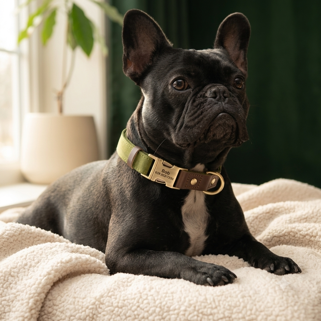 Collier Cuir Personnalisé pour Chien — Gravure Nom & Numéro
