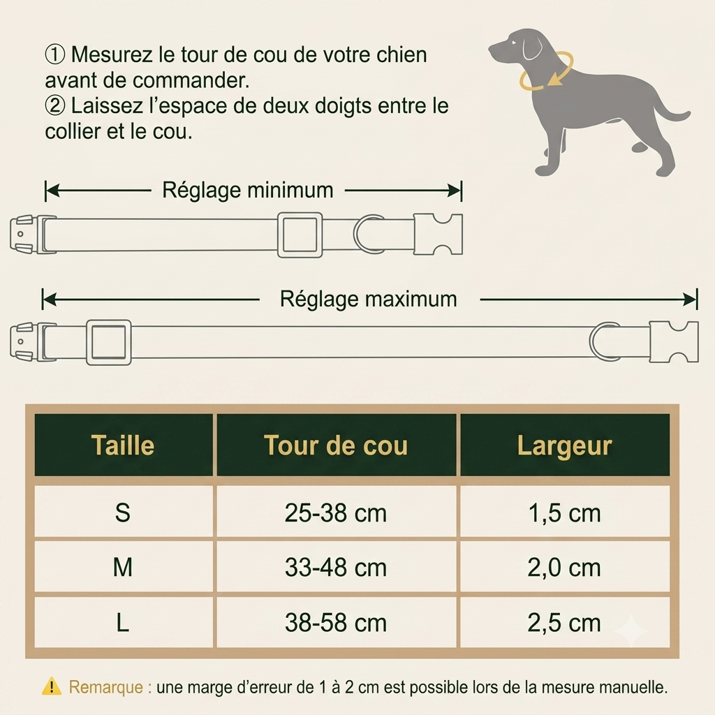 Collier Cuir Personnalisé pour Chien — Gravure Nom & Numéro