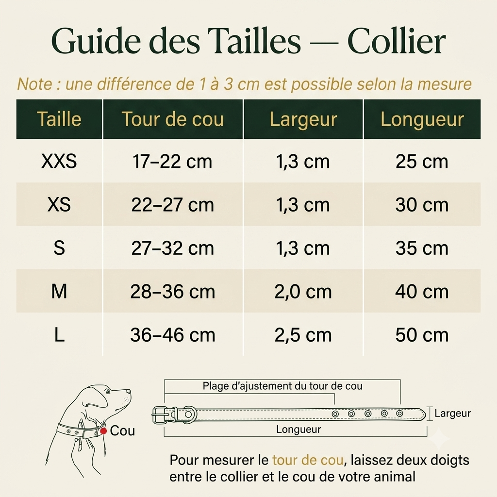 Collier d'Identification Personnalisé en Cuir PU — Gravure Anti-Perte