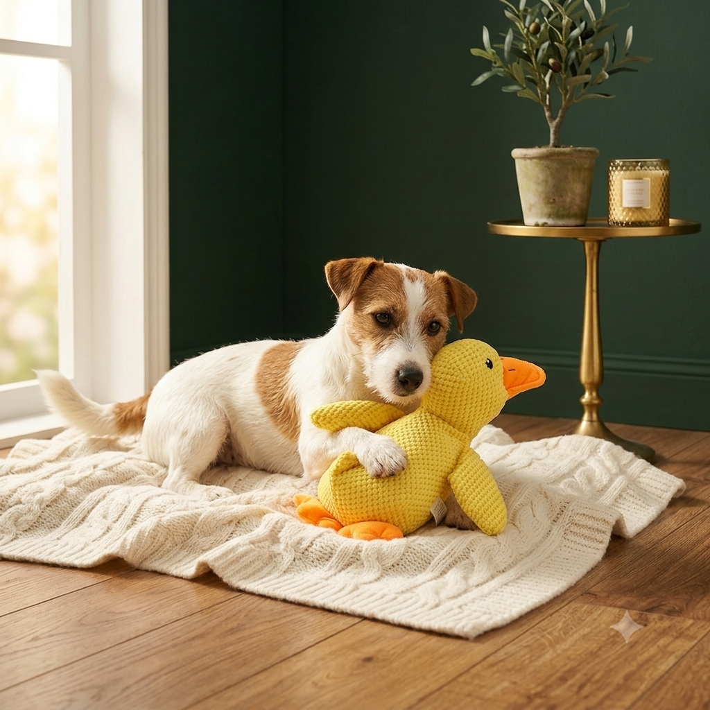 Jouet Peluche Canard Couinant pour Chien — Résistant & Anti-Stress