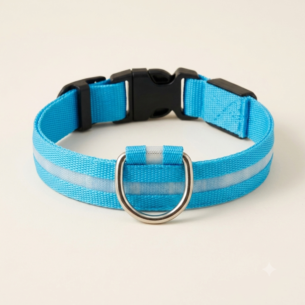 Collier lumineux LED nylon — Sécurité nocturne chien