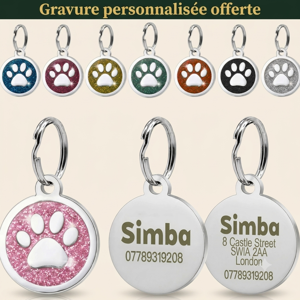 Médaille Gravée Personnalisée pour Chien & Chat — Gravure Offerte