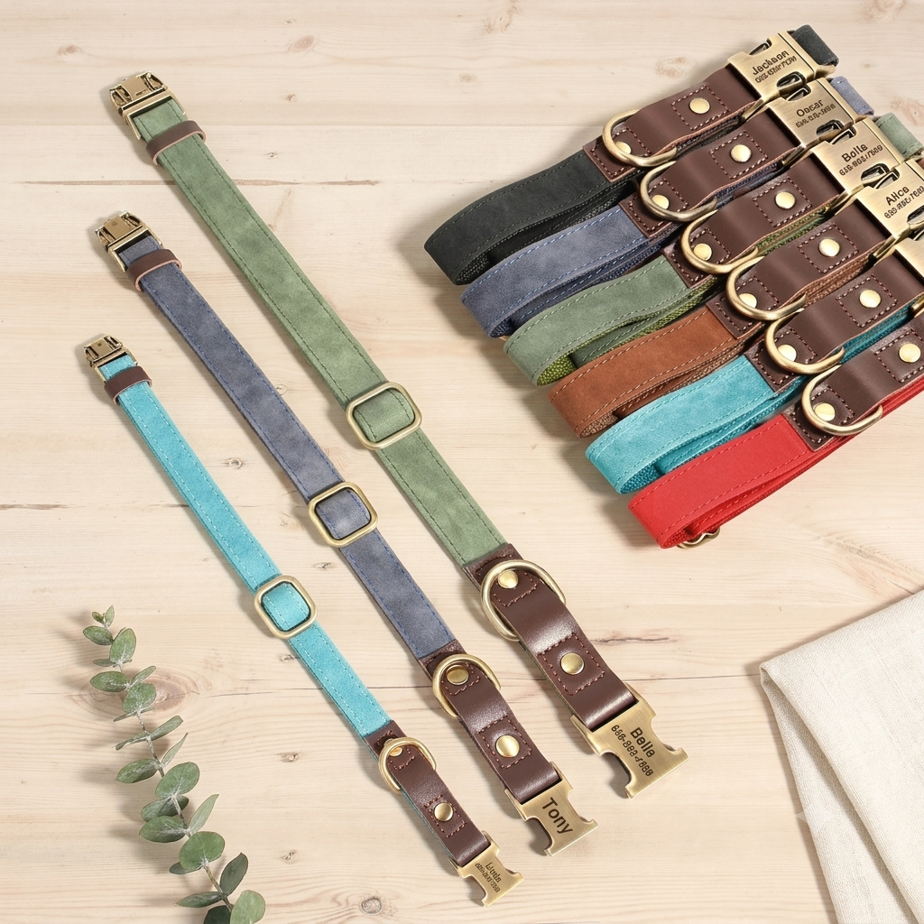 Collier Cuir Personnalisé pour Chien — Gravure Nom & Numéro
