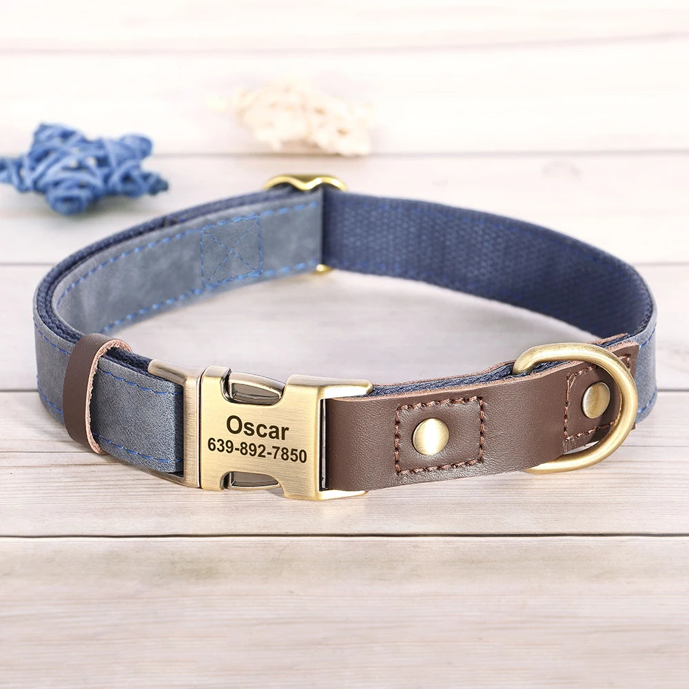 Collier Cuir Personnalisé pour Chien — Gravure Nom & Numéro